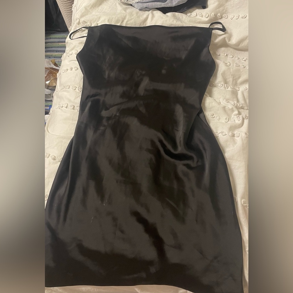 Black satin Urban Outfitters mini slip dress